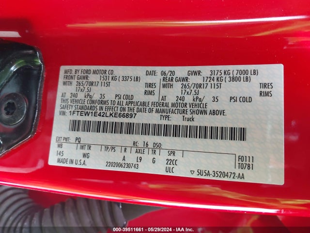 Ford F-150 Xl 2020 1FTEW1E42LKE66897 Image 9