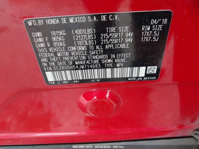 3CZRU5H54JM714683 Honda HR-V EX