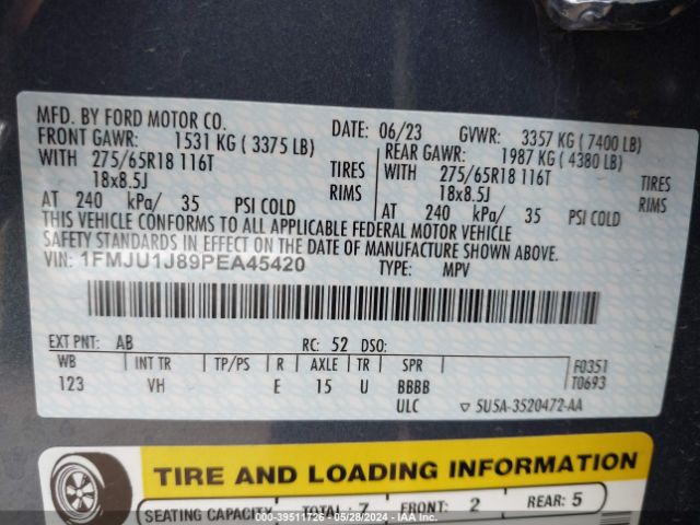 1FMJU1J89PEA45420 Ford Expedition Xlt