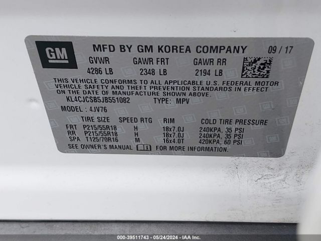 KL4CJCSB5JB551082 Buick Encore Essence