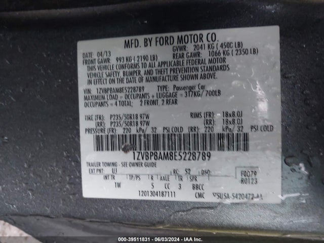 Ford Mustang V6 2014 1ZVBP8AM8E5228789 Image 9