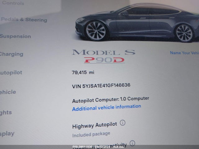 Tesla Model S 90d/p100d/p85d/p90d 2016 5YJSA1E41GF146636 Image 7