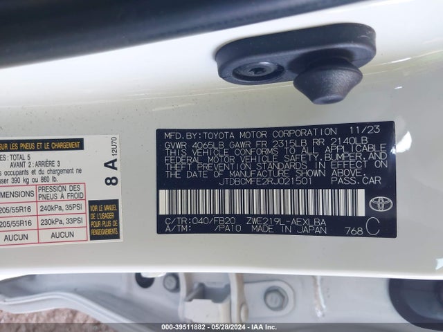 Toyota Corolla Hybrid Le 2024 JTDBCMFE2RJ021501 Image 9