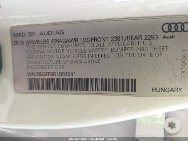 WAUB8GFF8G1003641 Audi A3 2.0t Premium