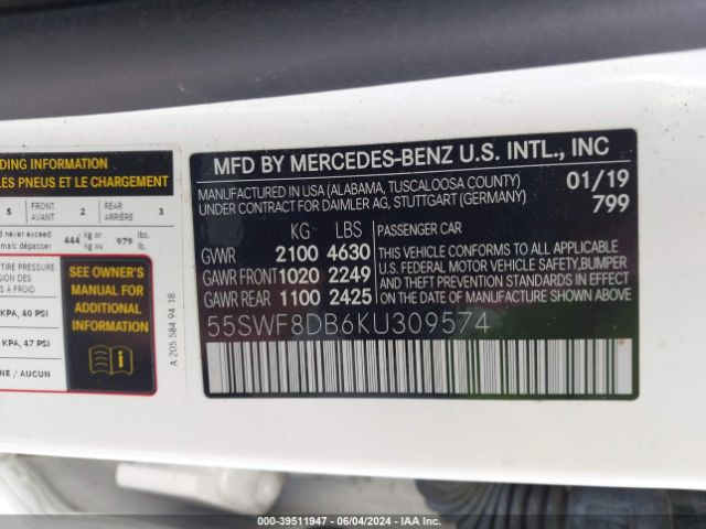 55SWF8DB6KU309574 Mercedes-Benz C 300