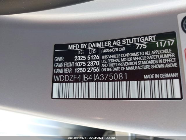 WDDZF4JB4JA375081 Mercedes-Benz E 300