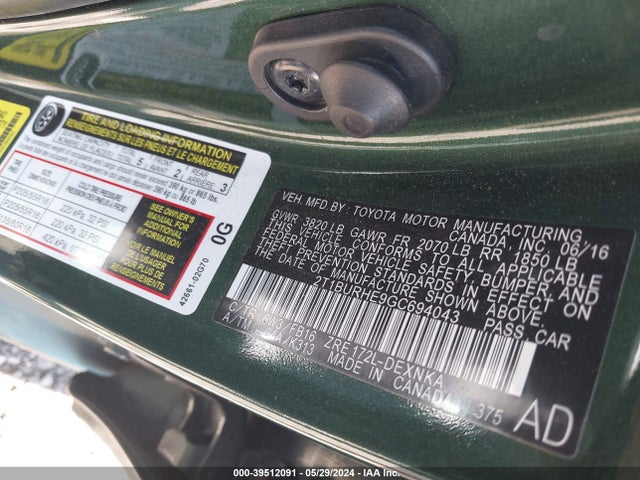 Toyota COROLLA LE 2016 2T1BURHE9GC694043 Image 9