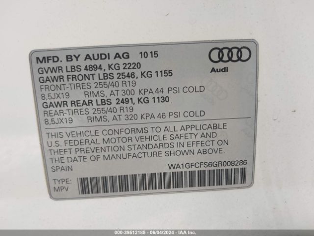 WA1GFCFS6GR008286 Audi Q3 2.0t Premium Plus