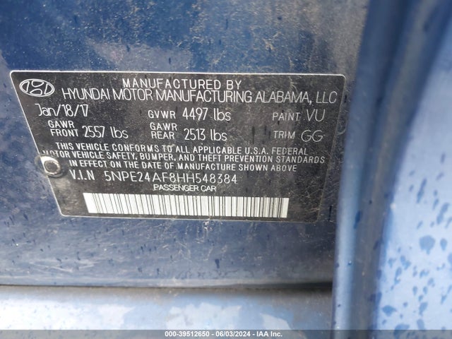 Hyundai Sonata 2017 5NPE24AF8HH548384 Image 9