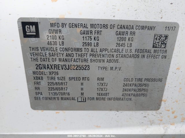 Chevrolet EQUINOX LS 2018 2GNAXREV3J6225523 Image 9