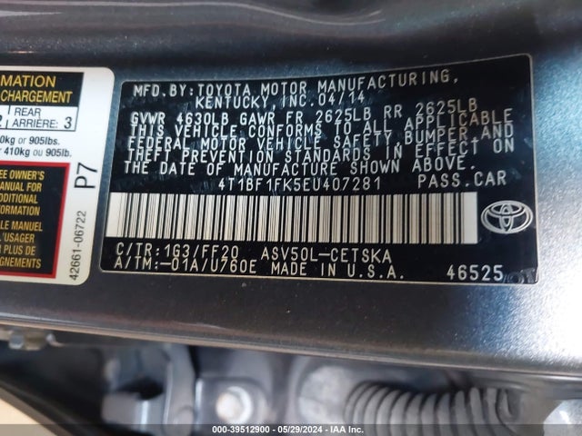 Toyota CAMRY SE 2014 4T1BF1FK5EU407281 Image 9