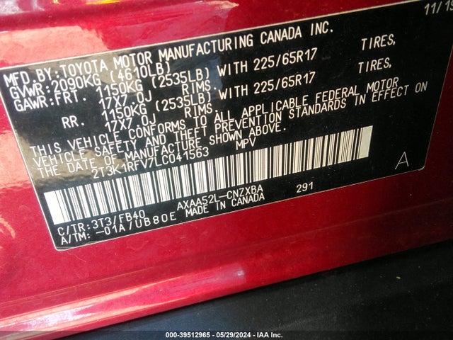 Toyota RAV4 LE 2020 2T3K1RFV7LC041563 Image 9