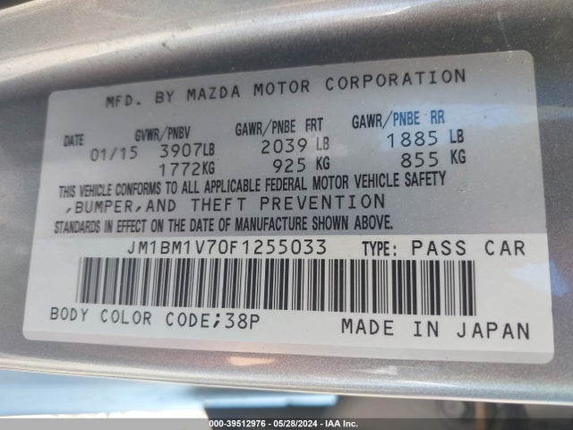 Mazda Mazda3 I Touring 2015 JM1BM1V70F1255033 Image 9