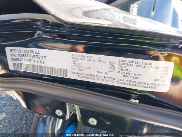 RAM 1500 Classic Slt  4x4 6'4 Box 2021 1C6RR7TT6MS521477 Image 9