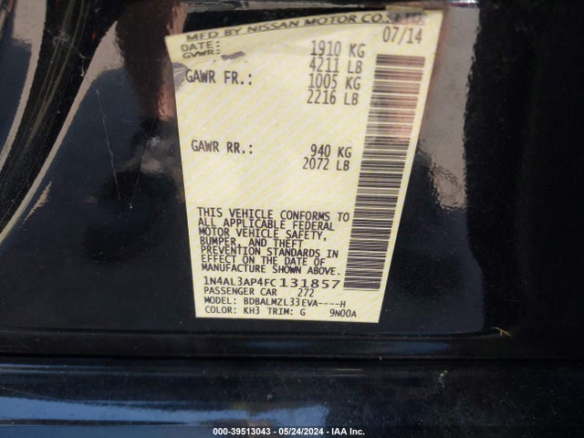 Nissan Altima 2.5 Sv 2015 1N4AL3AP4FC131857 Image 9