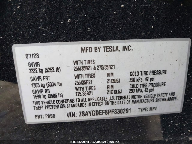7SAYGDEF8PF830291 Tesla Model Y Awd/performance Dual Motor All-wheel Drive