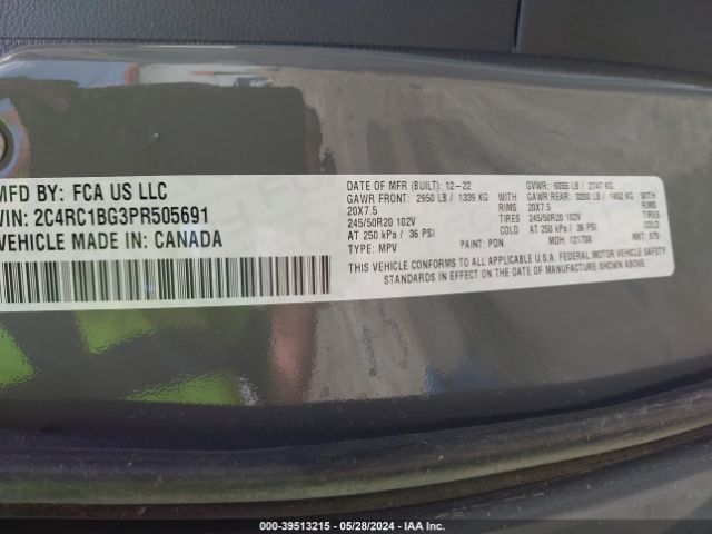 2C4RC1BG3PR505691 Chrysler Pacifica Touring L
