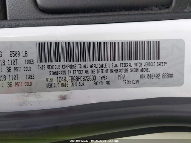 1C4RJFBG8HC872633 Jeep Grand Cherokee Limited 4x4