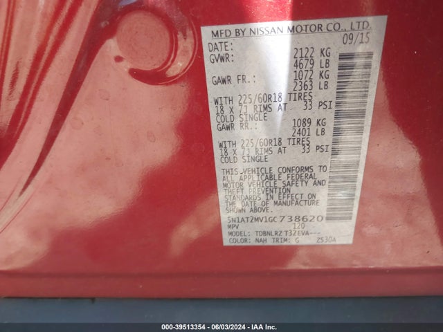 Nissan Rogue Sl 2016 5N1AT2MV1GC738620 Image 9