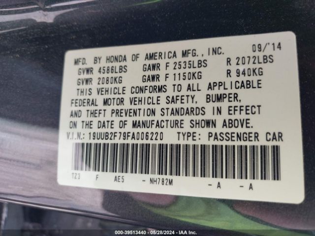 19UUB2F79FA006220 Acura Tlx V6 Advance