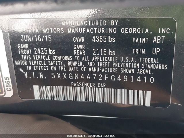 5XXGN4A72FG491410 KIA OPTIMA EX