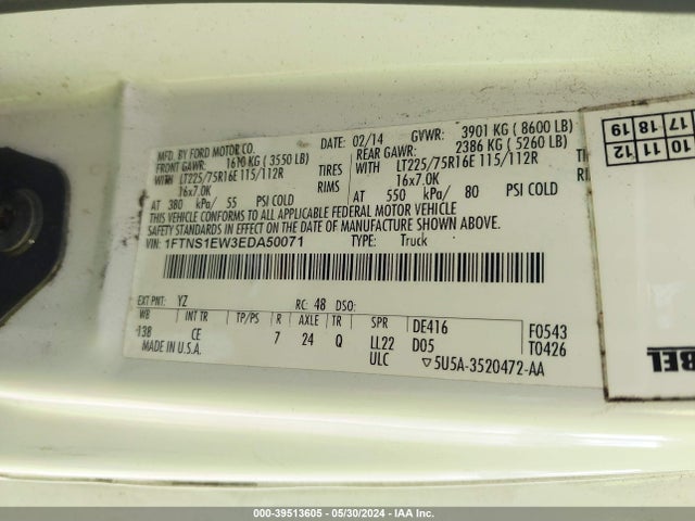 Ford E-150 Commercial 2014 1FTNS1EW3EDA50071 Image 9