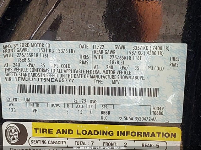 Ford Expedition Xlt 2022 1FMJU1JT5NEA65777 Image 9