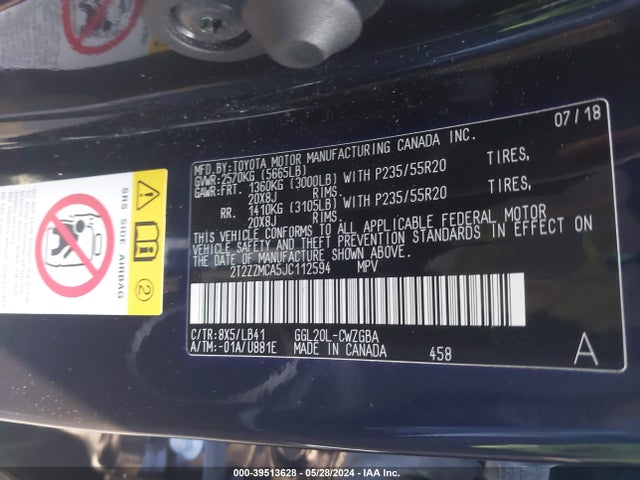 2T2ZZMCA5JC112594 Lexus RX 350