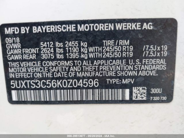 5UXTS3C56K0Z04596 BMW X3 M40i