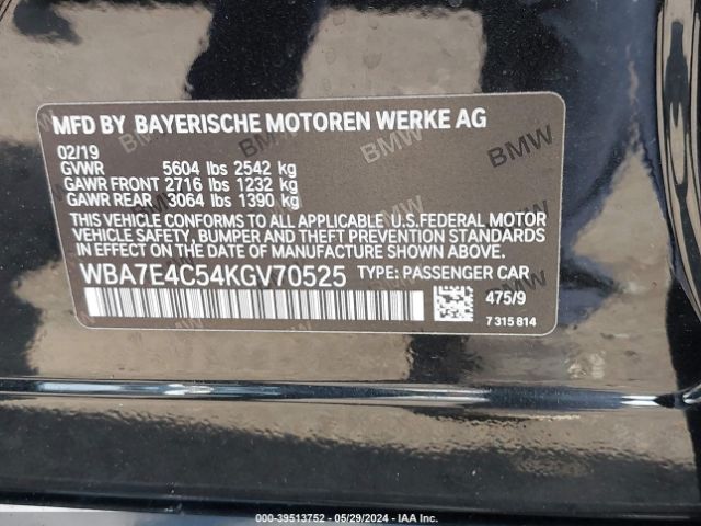 WBA7E4C54KGV70525 BMW 740i Xdrive