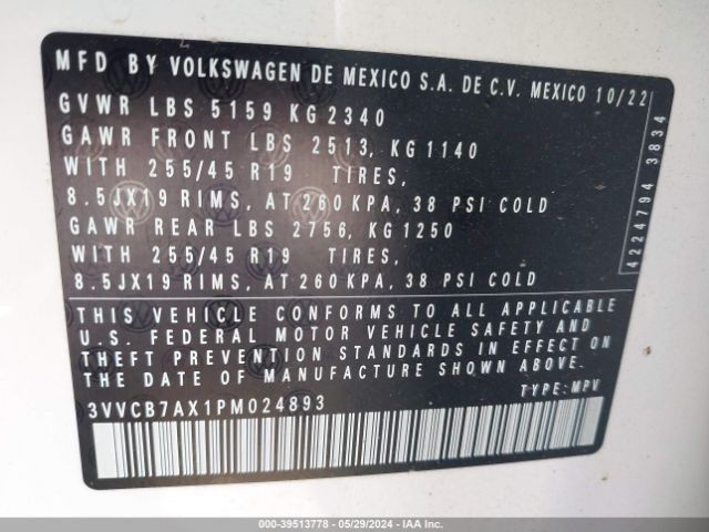 3VVCB7AX1PM024893 Volkswagen Tiguan 2.0t Se R-line Black