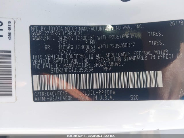Toyota Sienna Le 8 Passenger 2018 5TDKZ3DC4JS953958 Image 9
