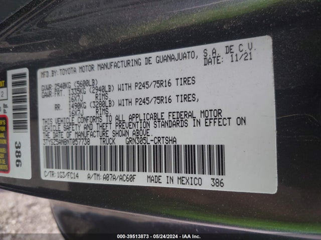 Toyota Tacoma Sr5 V6 2022 3TYSZ5AN8NT057738 Image 9