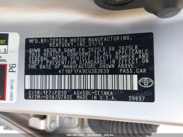 Toyota CAMRY LE 2014 4T1BF1FK9EU363639 Image 9