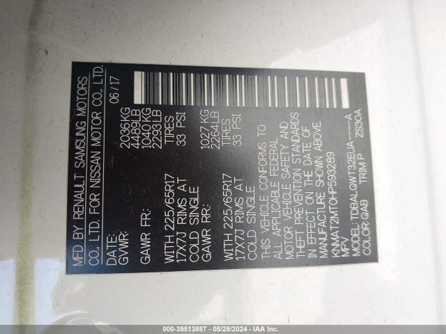 Nissan ROGUE SV 2017 KNMAT2MT0HP593289 Image 9