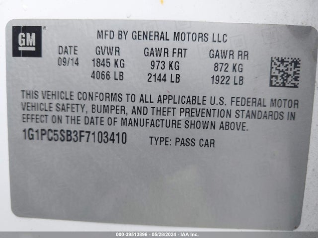 Chevrolet Cruze 1lt Auto 2015 1G1PC5SB3F7103410 Image 9