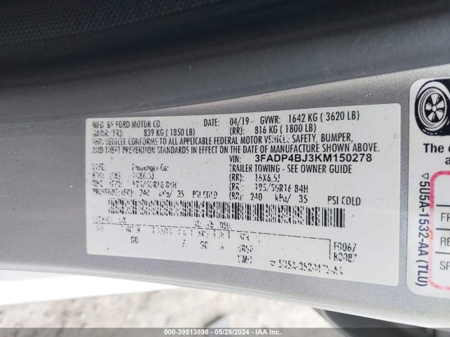 Ford FIESTA SE 2019 3FADP4BJ3KM150278 Image 9