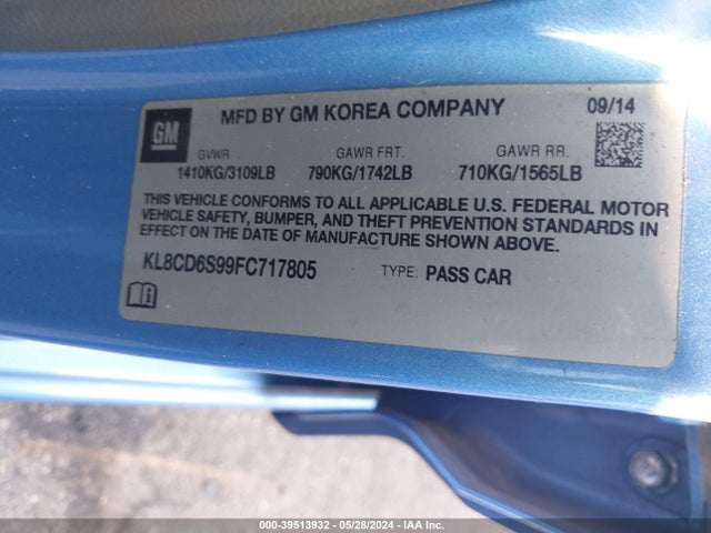 Chevrolet Spark 1lt Cvt 2015 KL8CD6S99FC717805 Image 9