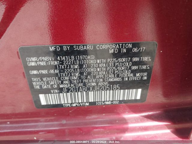 JF2GTABCXJH205185 Subaru Crosstrek 2.0i Premium