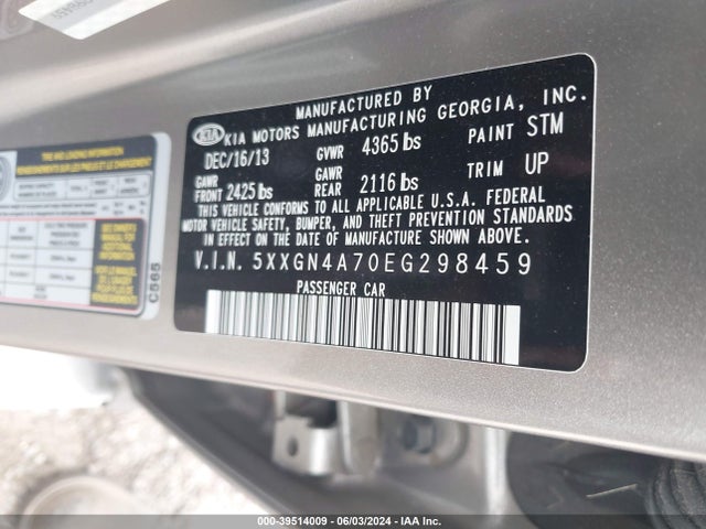 KIA OPTIMA EX 2014 5XXGN4A70EG298459 Image 9