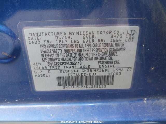 Nissan Versa Note Sv 2014 3N1CE2CPXEL355113 Image 9