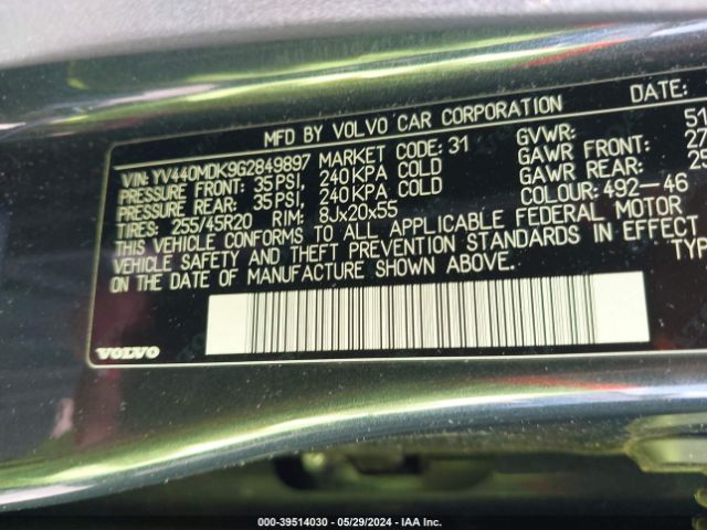 YV440MDK9G2849897 Volvo Xc60 T5 Drive-e Premier