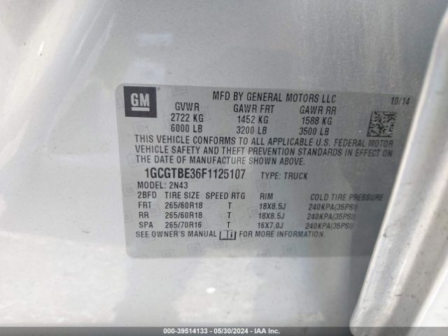 1GCGTBE36F1125107 Chevrolet Colorado Lt