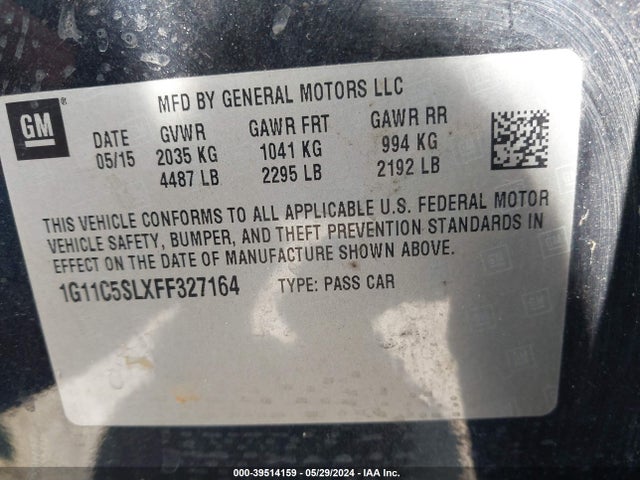 Chevrolet MALIBU 1LT 2015 1G11C5SLXFF327164 Image 9