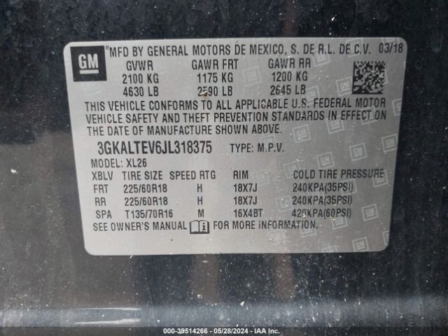 3GKALTEV6JL318375 GMC Terrain Sle