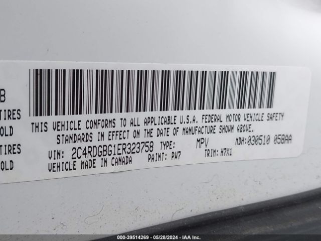 2C4RDGBG1ER323758 Dodge Grand Caravan Se