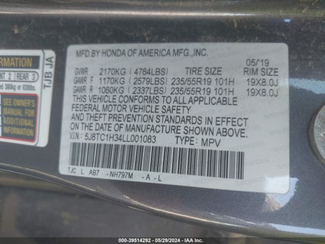 5J8TC1H34LL001083 Acura Rdx Standard
