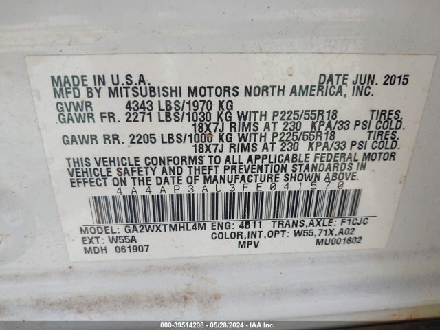 2015 MITSUBISHI OUTLANDER SPORT 4A4AP3AU3FE041570 Photo 8