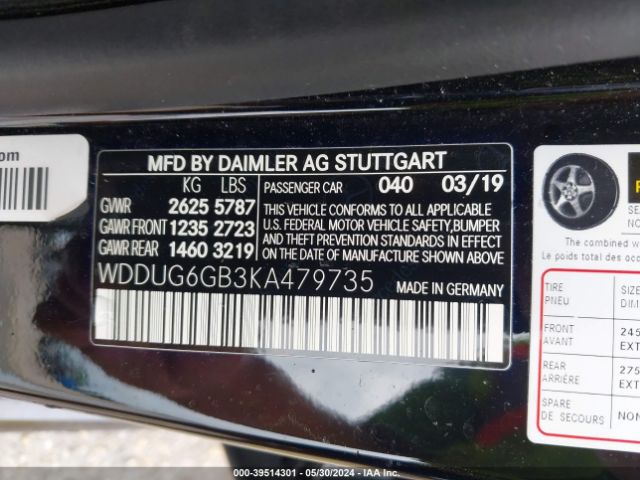 WDDUG6GB3KA479735 Mercedes-Benz S 450