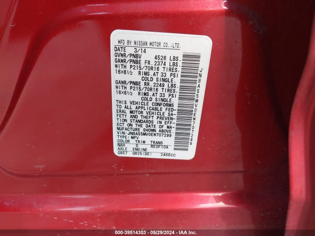 Nissan Rogue Select S 2014 JN8AS5MV0EW707299 Image 9